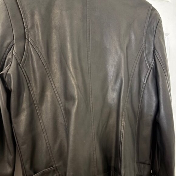 Michael Kors black leather moto jacket - Picture 2 of 3